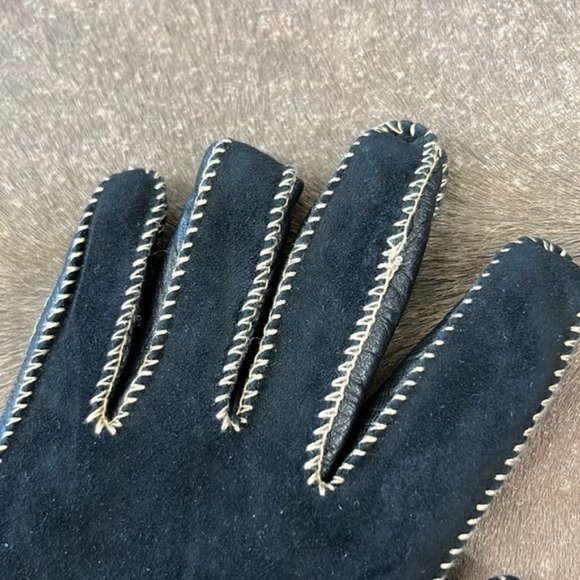 Loro Piana Lamb Suede Cashmere Suede Gloves black Stitch - Picture 4 of 7